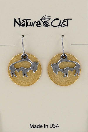Earring Dangle 2Tone Open Bison On Disc
