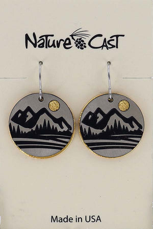Earring Dangle Two Tone Mountain Disc