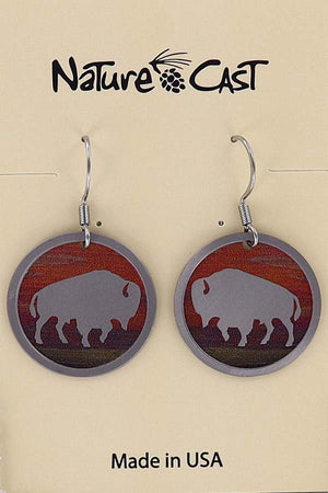 Earring Dangle Sunset Round Bison
