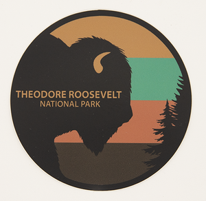 Bison Stripe Circle Wood Magnet