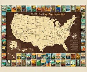 NPS Fabric USA Map Panel (36" x 43 1/2")