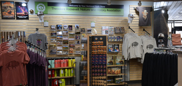 Store interior with merchandise display and counter