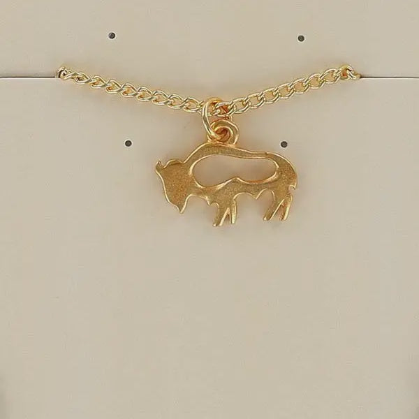 Pendant Gold Tone Petro Bison